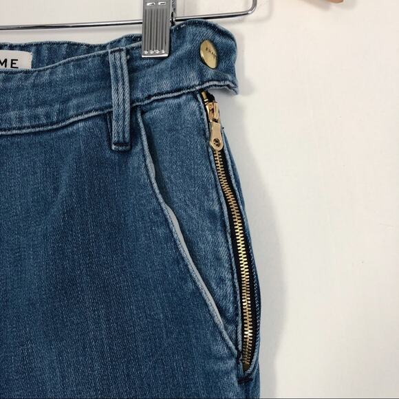 Frame Denim Flounce Flare Jean Crop High Rise Size 24 Copeland Blue Medium Wash - Picture 6 of 16